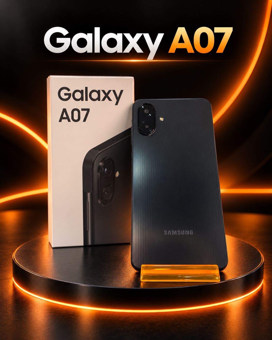 Samsung Galaxy A07 negro y su caja