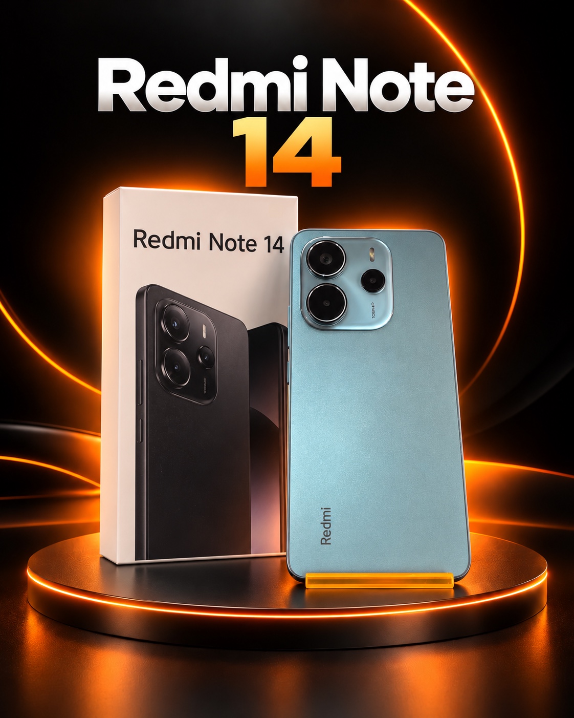 Redmi Note 14 con su caja en CeluMovil Shop